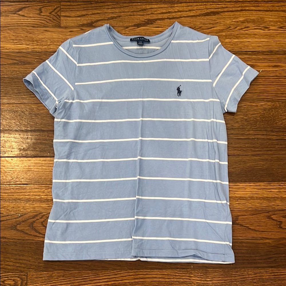 Polo by Ralph Lauren Blue and White Striped Short Sleeve Tee
